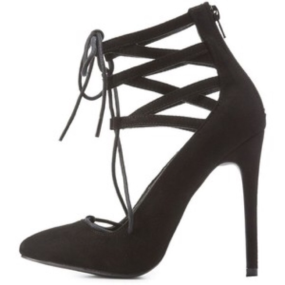 SOLD: Lace-up maroon pumps - Picture 2 of 3