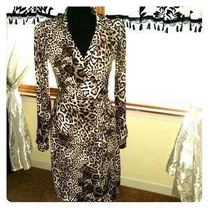 Calvin Klein Leopard Cheetah wrap dress