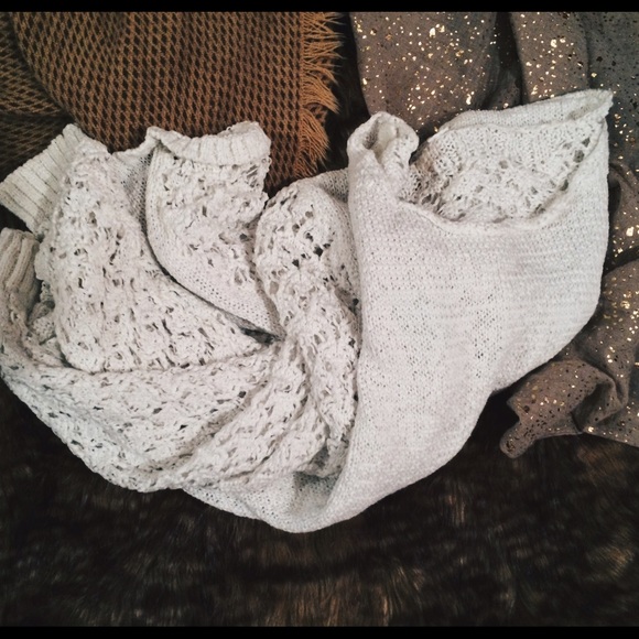 Slouchy Off Shoulder White Knit Sweater