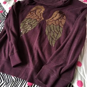 VS Wine with gold sequined wings hoodie