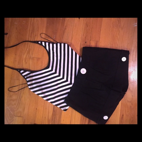 Black dress shorts and halter top