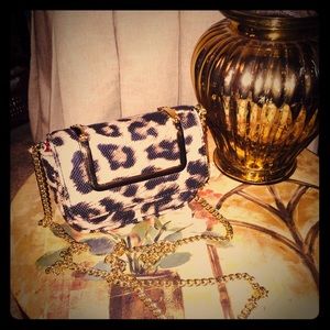 Leopard Clutch with Gold Chained