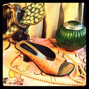Ostrich Skin Leather Mules by Franco Sarto