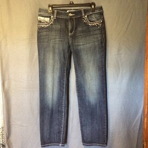 Chico's Platinum Denim Jeweled Jeans