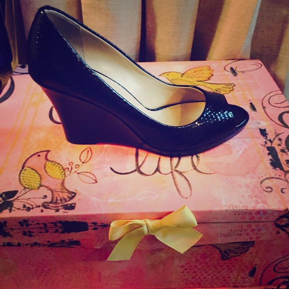 Sought After Black Peep Toe Cole Haan Wedge