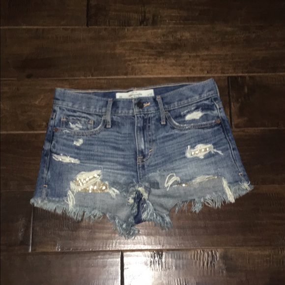 Abrecrombie Sequin Jean Short Distressed