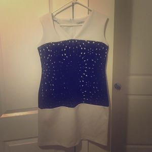 White & Navy Blue Dress
