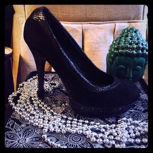 Baby Phat Black Suede and Snake Platform Stiletto