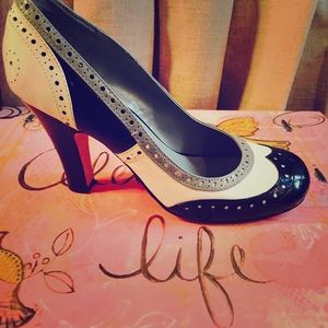 Nadara Black, White and Grey Spectators Heels