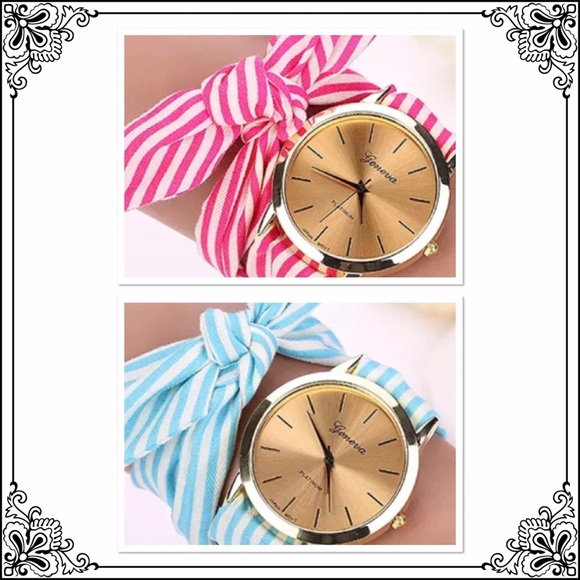 New fun wrap watch, blue and white stripes - Picture 2 of 4