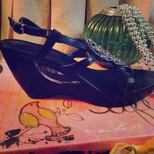 Beautifully Adorned Andrew Geller Black Sandals