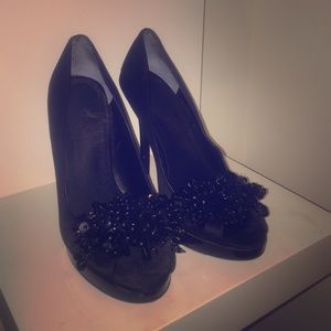 Nine West Satin Heels With Sequin Ruffles