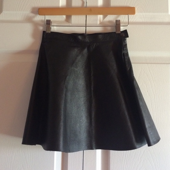 American Apparel Real Lambskin Leather Black Skirt