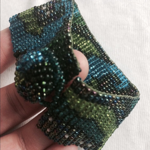 Gorgeous Artisan Beaded Blue-Green Bracelet