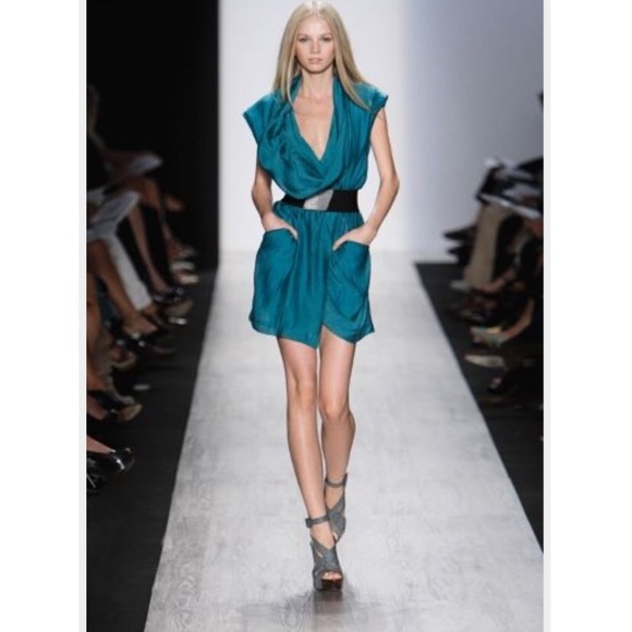 BCBG | Maxazaria Runway Cowl Neck Dress in Teal