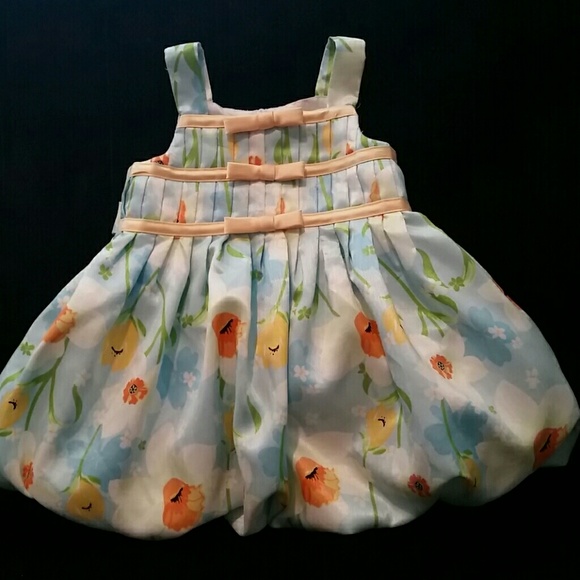 Baby Girl Flower Print Bubble Dress - Picture 3 of 4