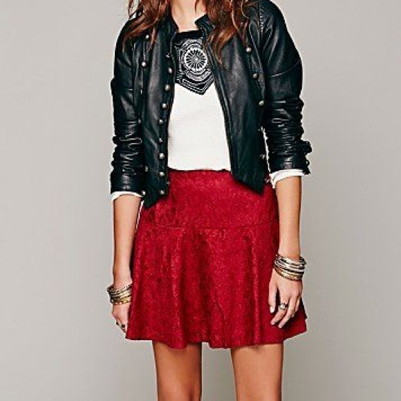 Free People Skirt chenille Red Cheetah Size 6 NWOT - Picture 3 of 3