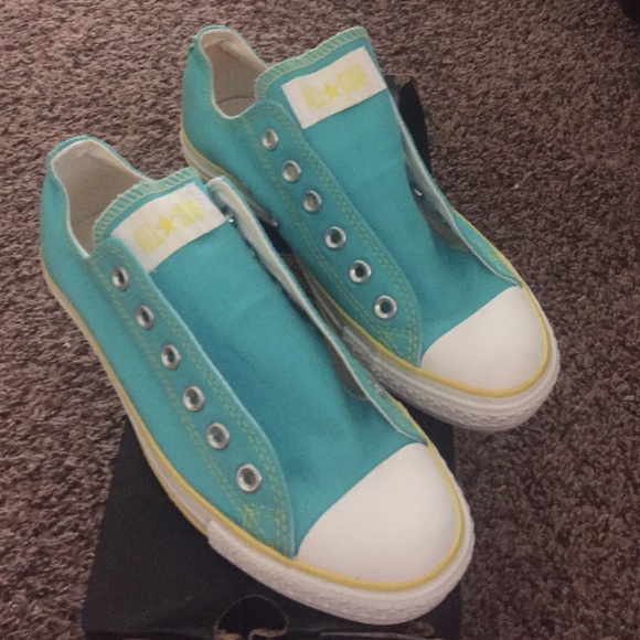 Aqua yellow converse