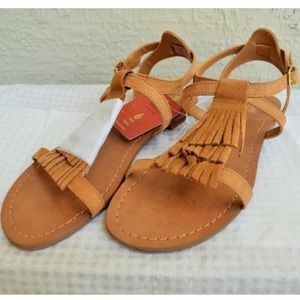 NWT Target Mossimo Tan Suede Fringe Sandals 6