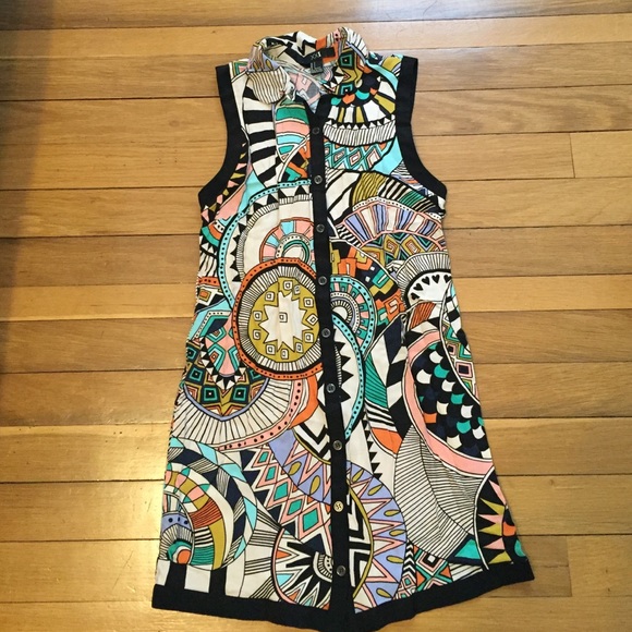 RARE Forever 21 Colorful Printed Shirt Dress - Picture 2 of 4