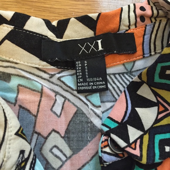 RARE Forever 21 Colorful Printed Shirt Dress - Picture 4 of 4