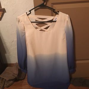 Off white and blue ombré dress