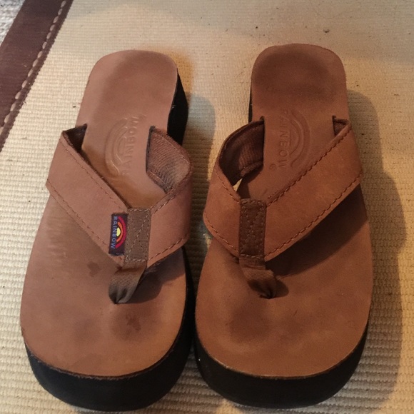 Rainbow wedge sandals