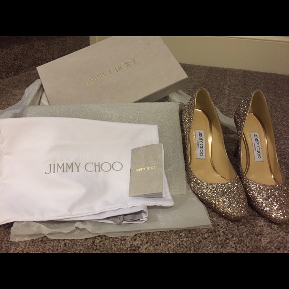 Jimmy Choo esme nude glitter pump 37