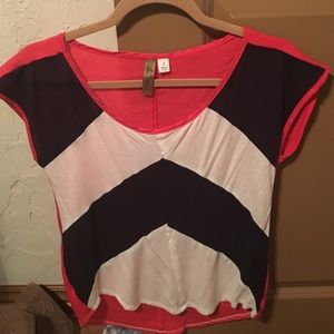 Red white and blue blouse