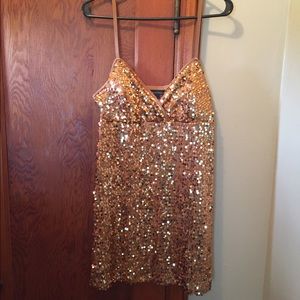Fun gold sequence dress!