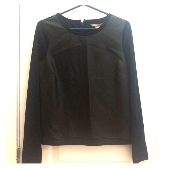 Black faux leather shirt, long sleeved