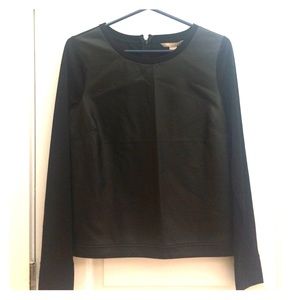 Black faux leather shirt, long sleeved