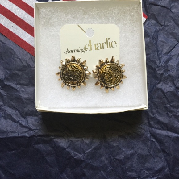 New vintage golden sun earrings