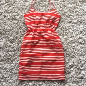 J.Crew orange/cream striped dress. Cinched waist
