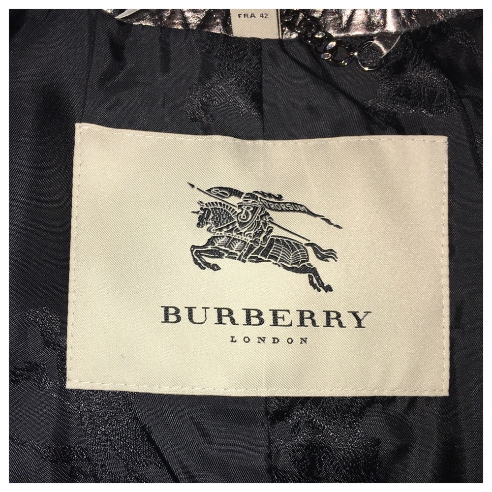 RARE BURBERRY SILVER METALLIC LEATHER COAT - Picture 3 of 6