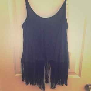Black Tank with Fringe Hem!!!