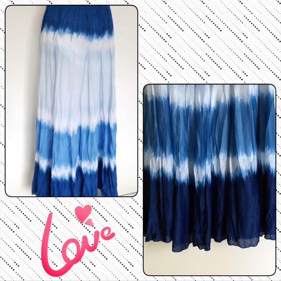 Zac & Rachel Skirt BOHO TIe Dye Maxi Ombre Crinkle