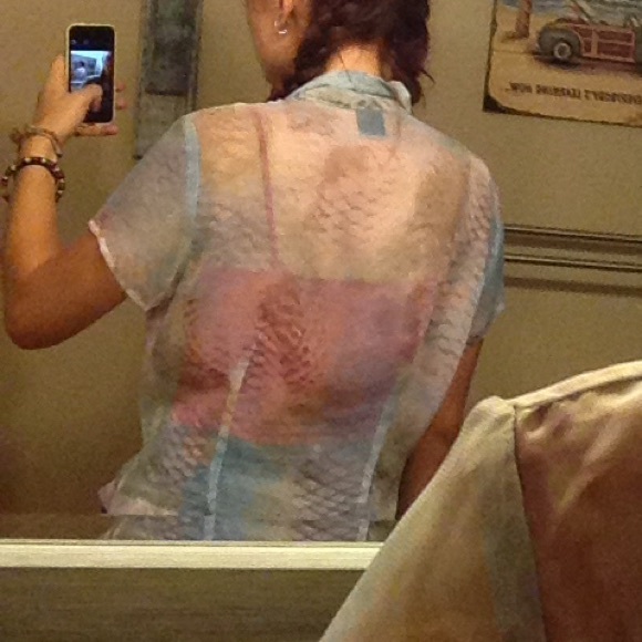 SWAP😋Vintage holographic shirt hipster button up - Picture 3 of 4