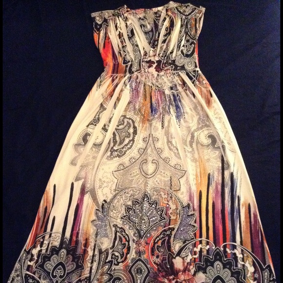 Multi Colored Embroidered Maxi Dress