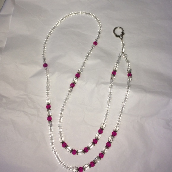 Beaded Lanyard - Fuchsia Crystal Lanyard