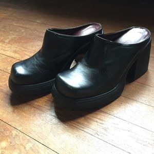 Platform leather slip ons (biker style)