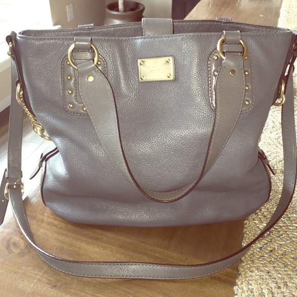 Michael Kors Grey leather purse with gold hardware