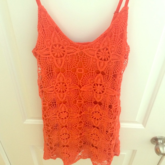 Pretty Lace Sundress! Vibrant Orange!