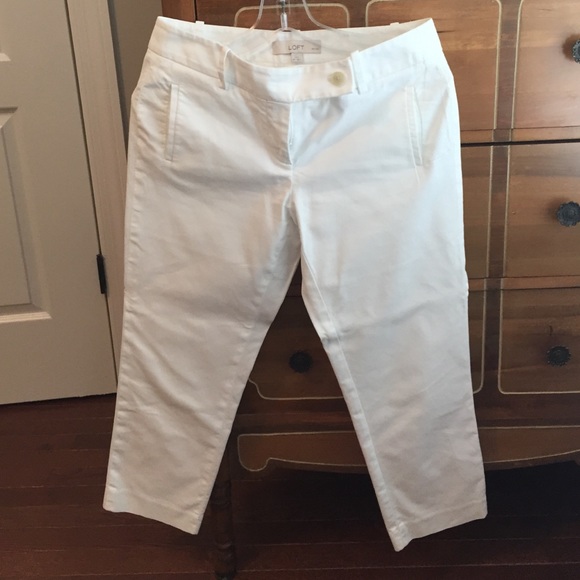 White Marissa Cut Loft Ankle Pants - Picture 3 of 4