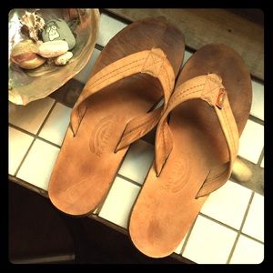 Tan Leather Rainbow Flipflops