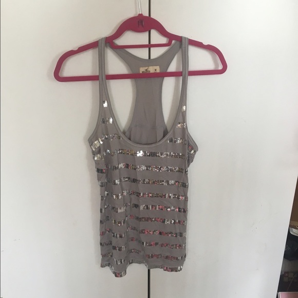Hollistrr sequined grey tank - Picture 1 of 3