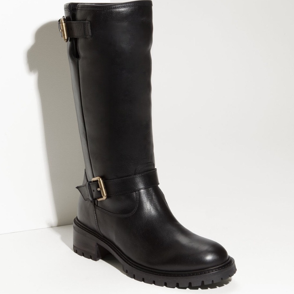 Auth Fendi Leather Fur Black Boots