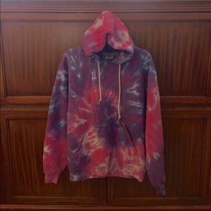 Tye dyed hooded sweatshirt.