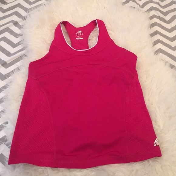 NWOT hot pink adidas climalite top
