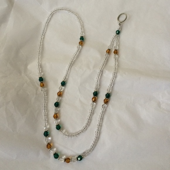 Green and Gold Beaded Lanyard